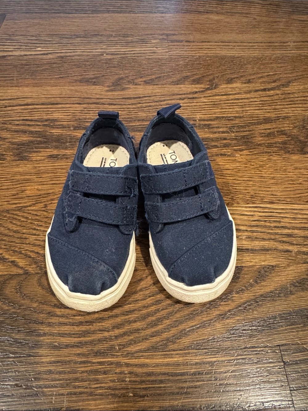 Toms Kids Navy Canvas Velcro Sneakers